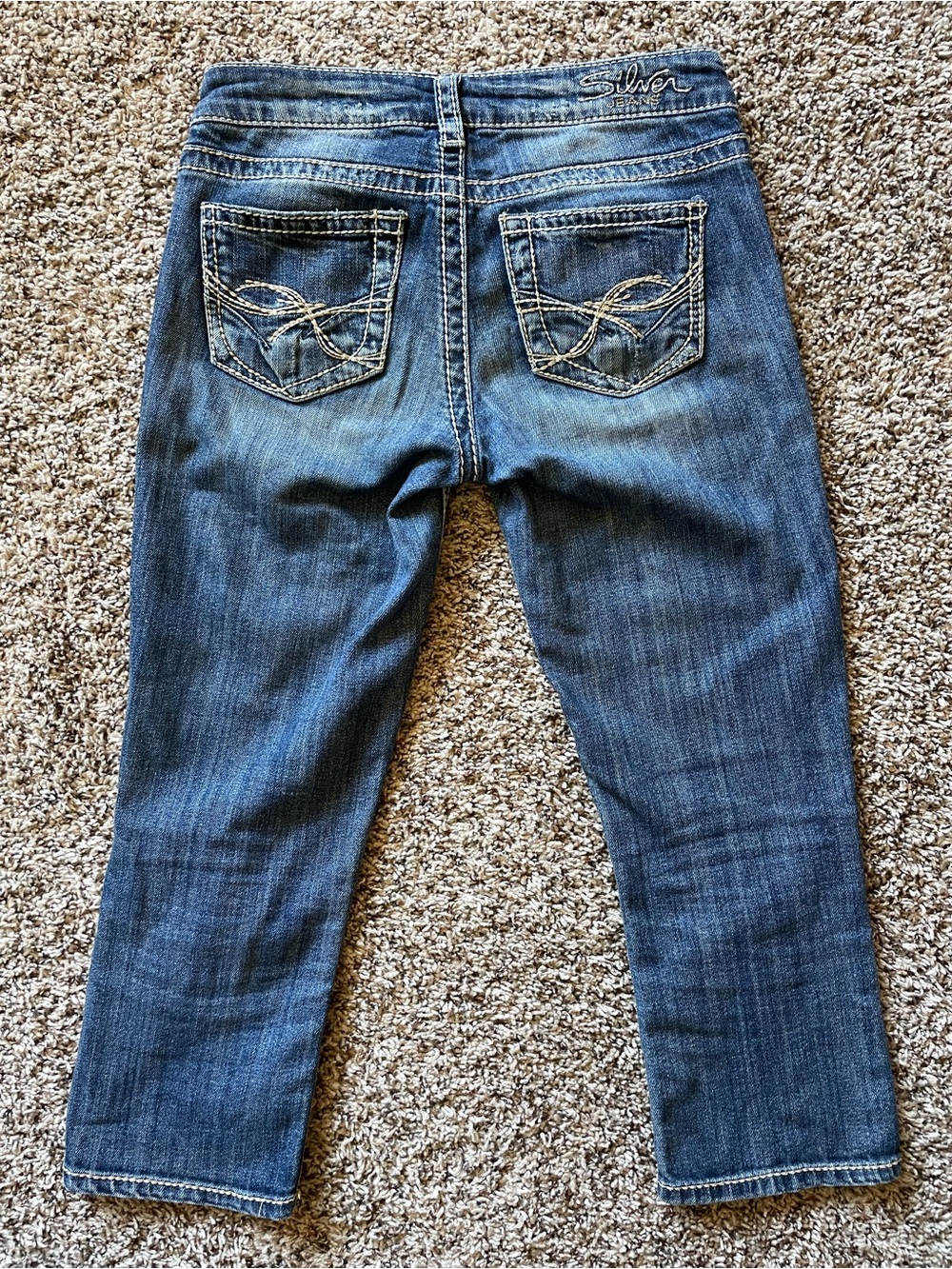 Silver Aiko Capri Cropped Denim Ankle Jeans Women’s Size W25 (measures 28) EUC